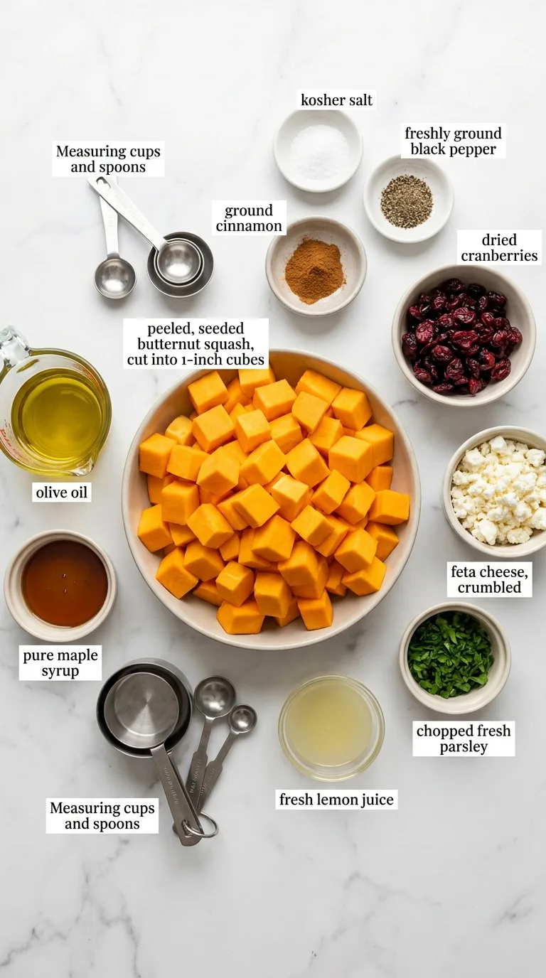 Roasted Butternut Squash with Cranberries & Feta - Preparation Phase