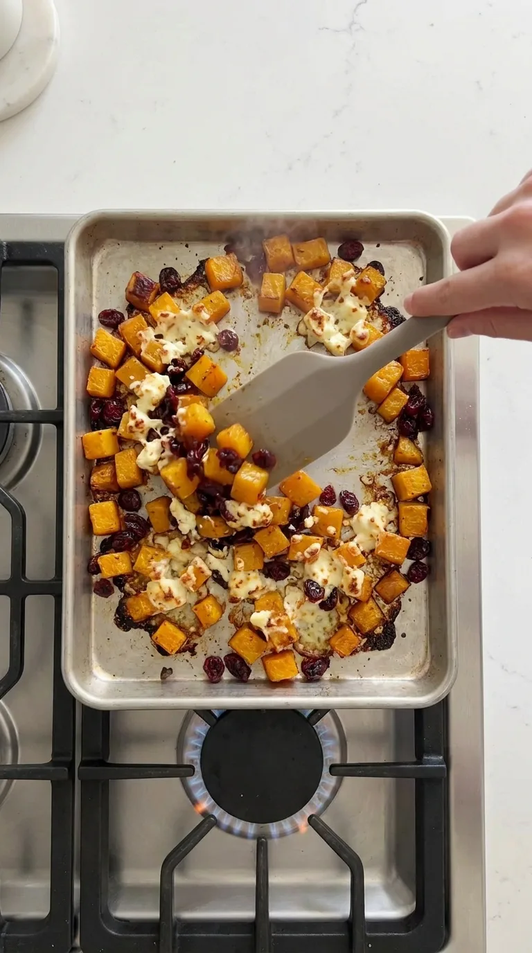 Roasted Butternut Squash with Cranberries & Feta - Final Result