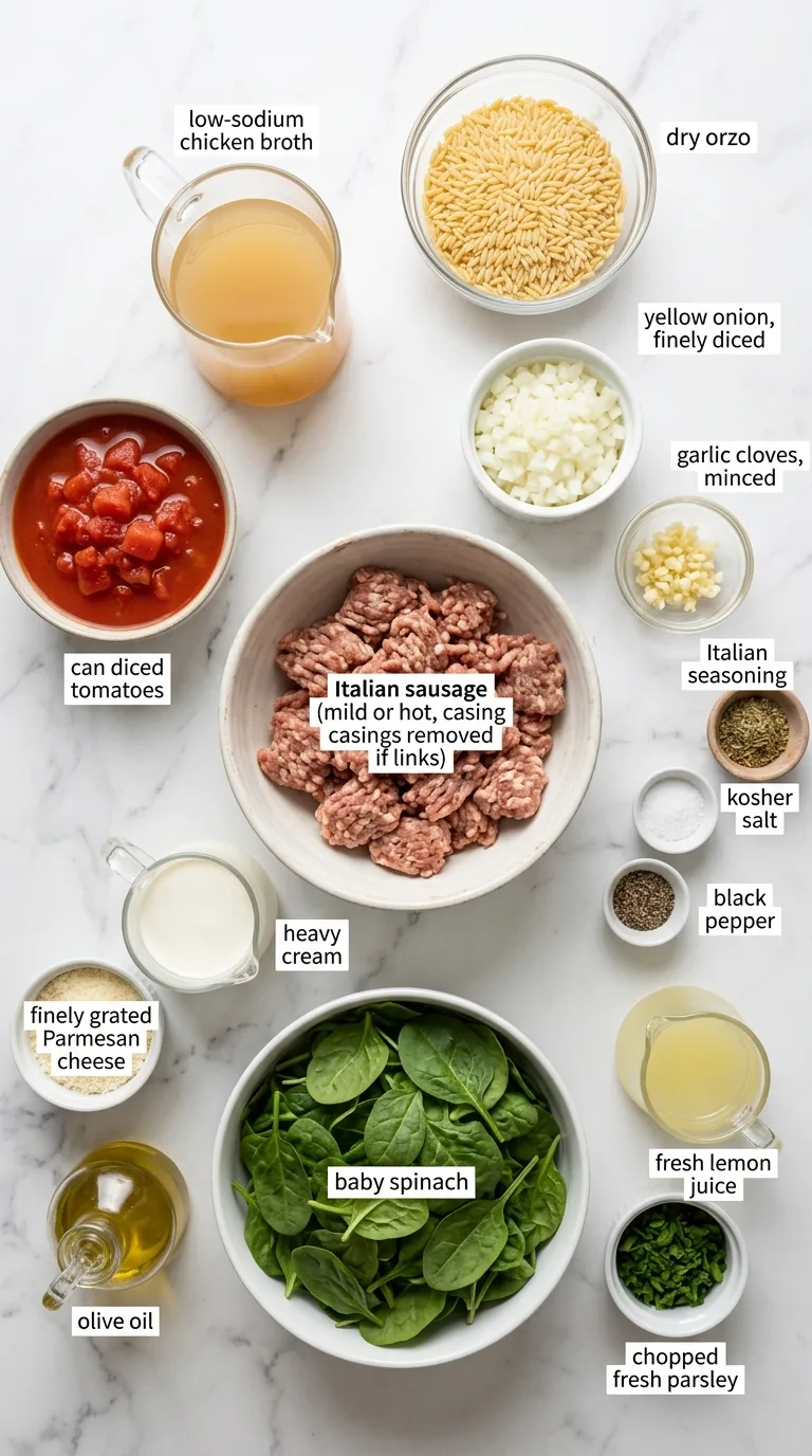 Sausage Orzo ingredients