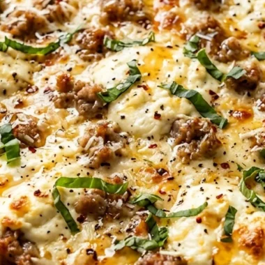 Sausage Ricotta Honey Hot Pizza finished recipe