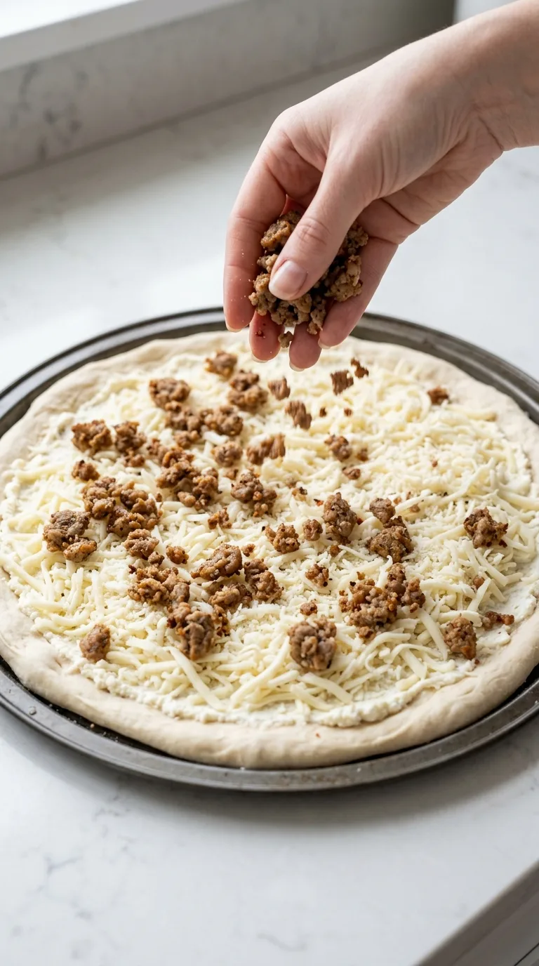 Sausage Ricotta Honey Hot Pizza step 6