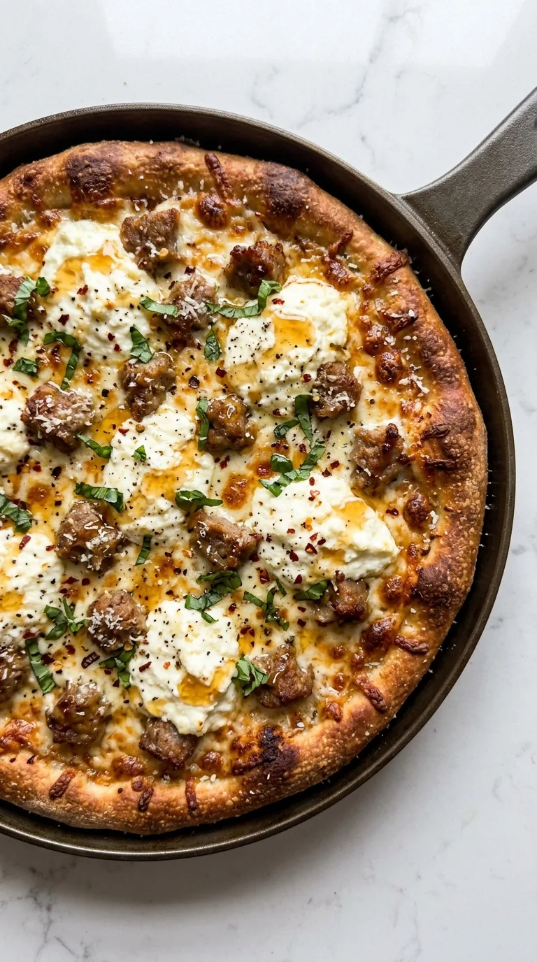 Sausage Ricotta Honey Hot Pizza final dish
