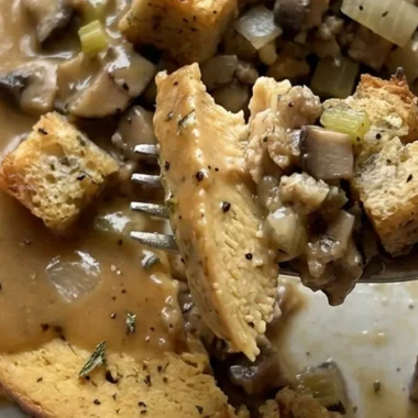 Tofurky with Mushroom Stuffing and Gravy finished recipe