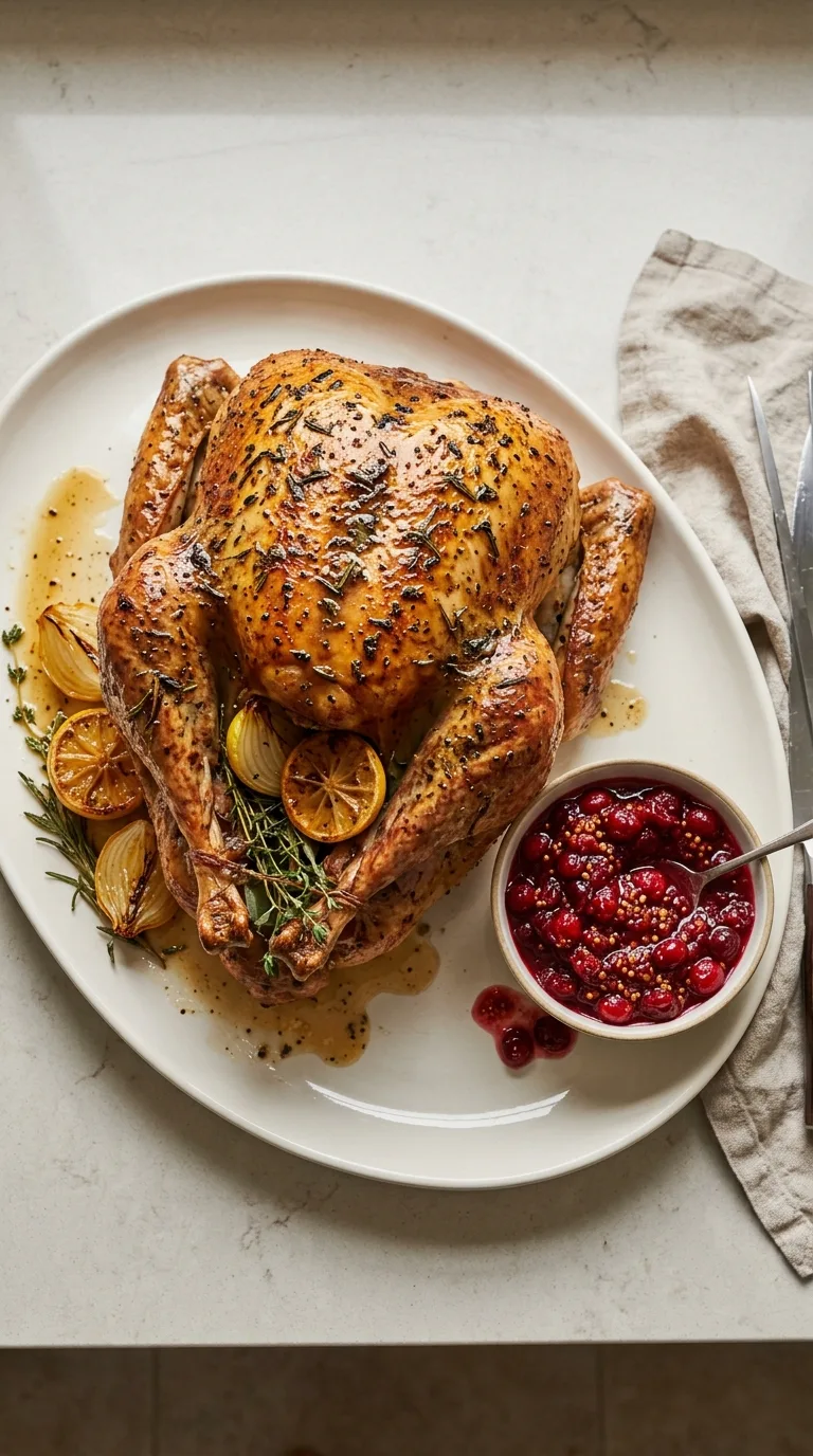 Brown Butter Herb Roasted Turkey with Cranberry Mustarda featured image