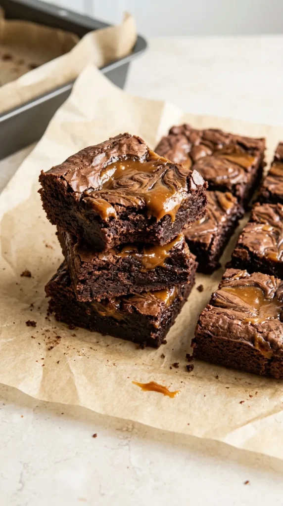 Caramel Swirl Brownies full finished recipe