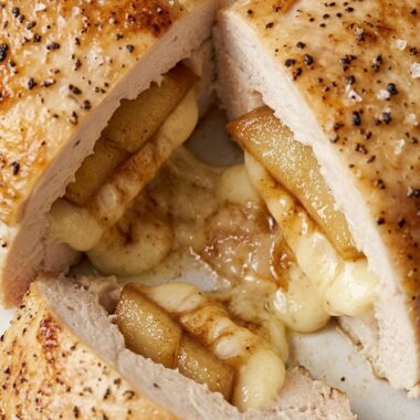 Caramelized Pear and Brie Stuffed Chicken finished recipe