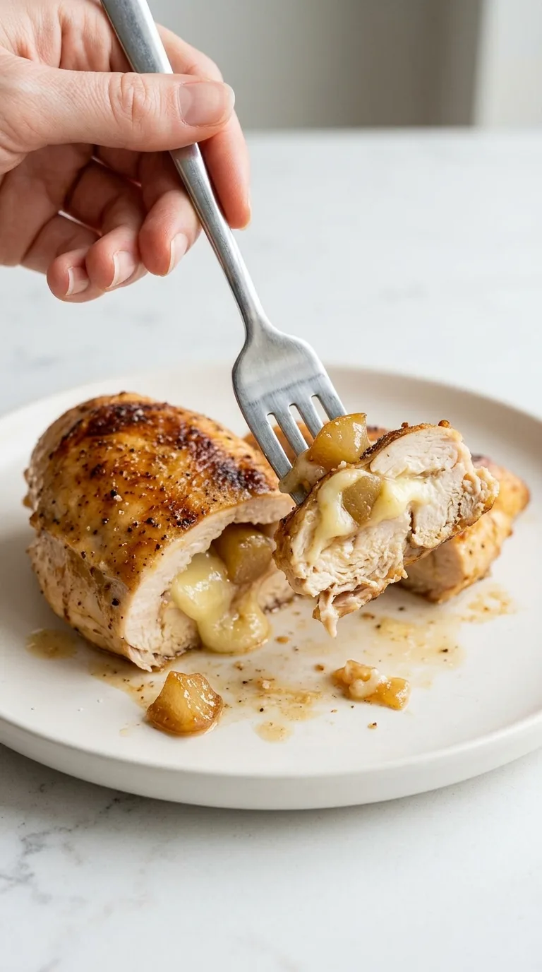 Caramelized Pear and Brie Stuffed Chicken final dish