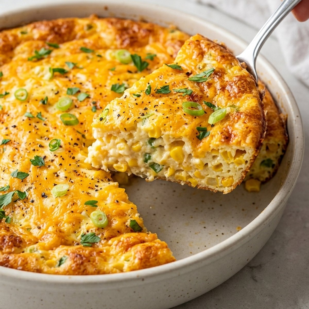 Cheddar Sweet Corn Pie finished recipe