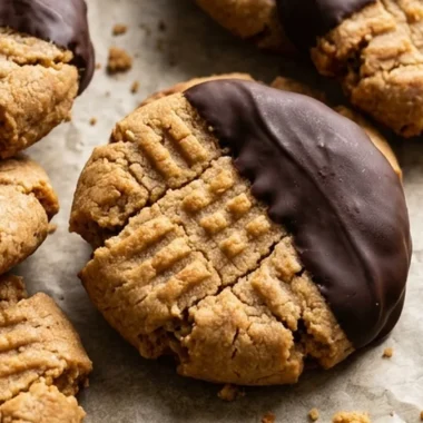 Chocolate Dipped Chewy Peanut Butter Cookies finished recipe