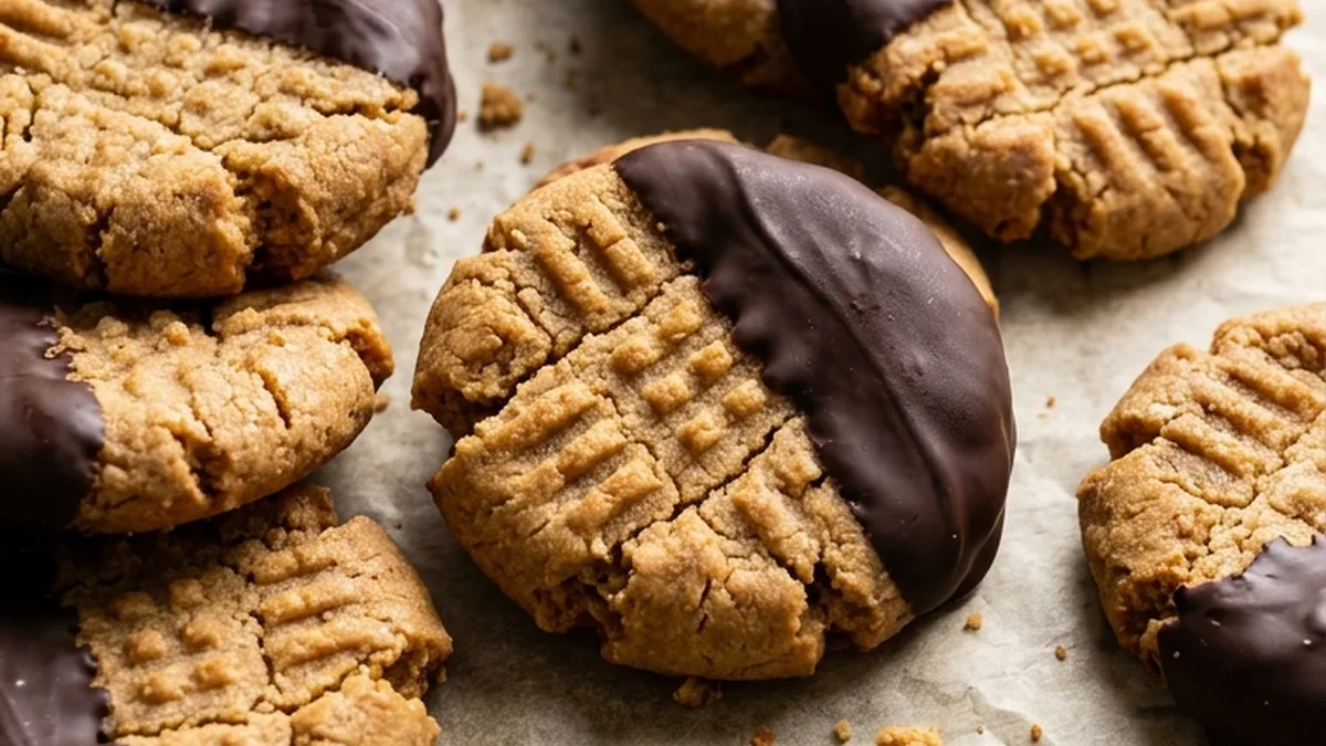 Chocolate Dipped Chewy Peanut Butter Cookies finished recipe