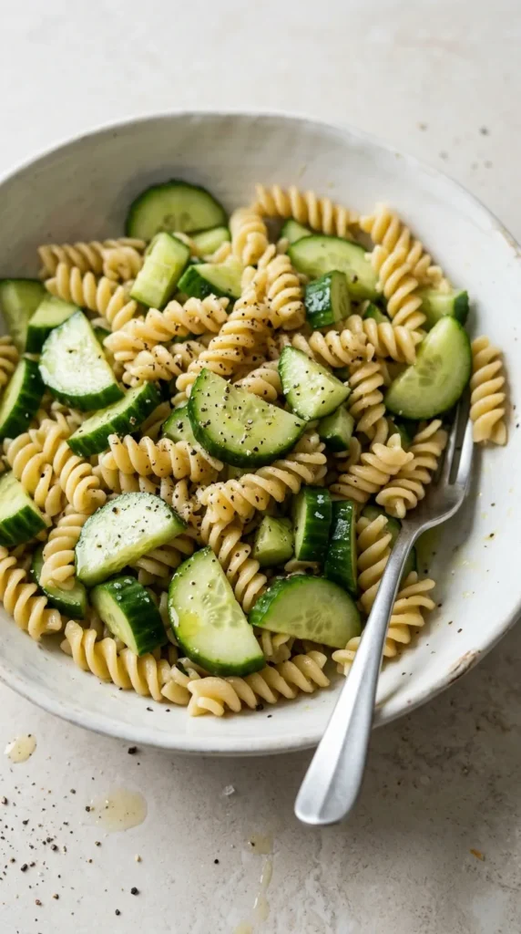 Cucumber Pasta Salad full finished recipe
