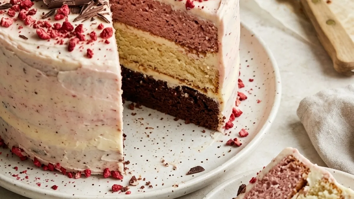 Delightful Neapolitan Cake Recipe finished recipe