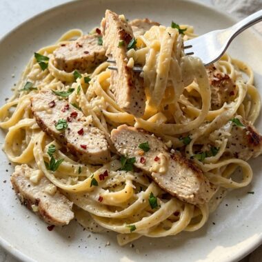 Garlic Chicken Pasta finished recipe