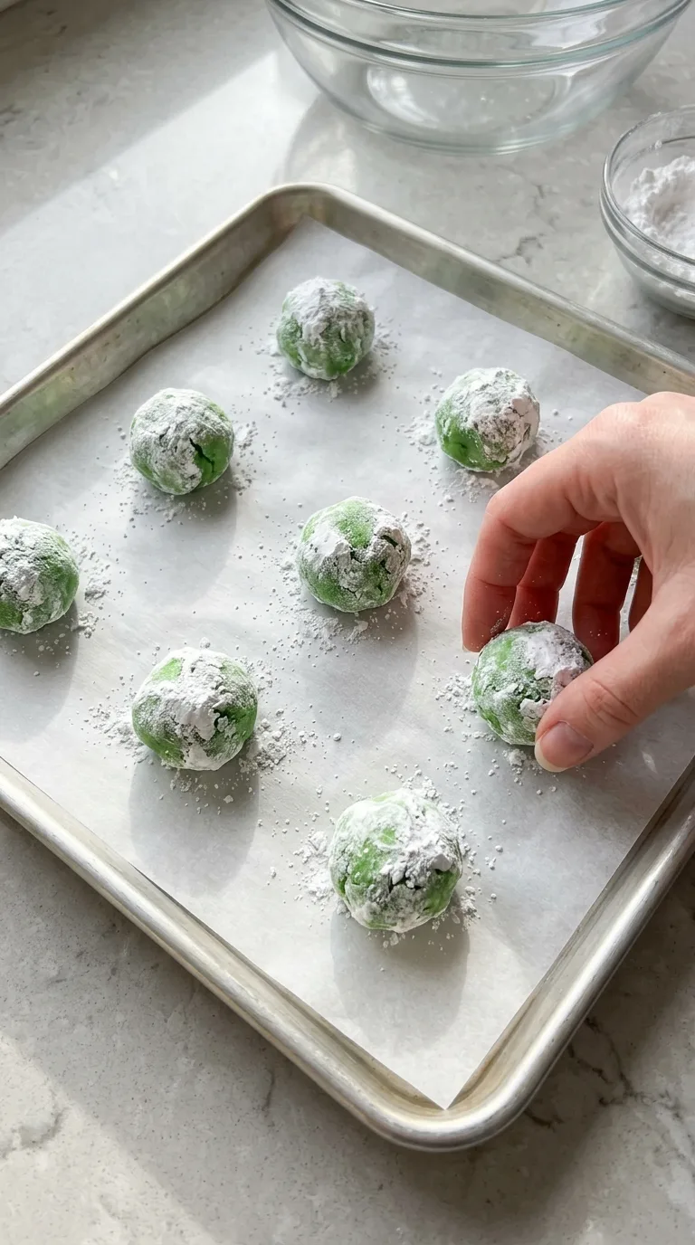 Grinch Crinkle Cookies step 16