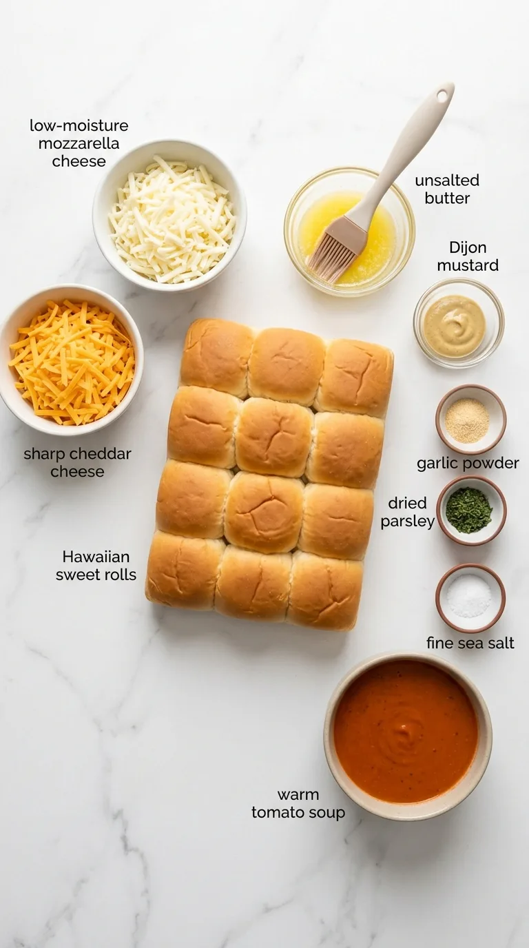 Hawaiian Roll Grilled Cheese with a Buttery Garlic Topping ingredients