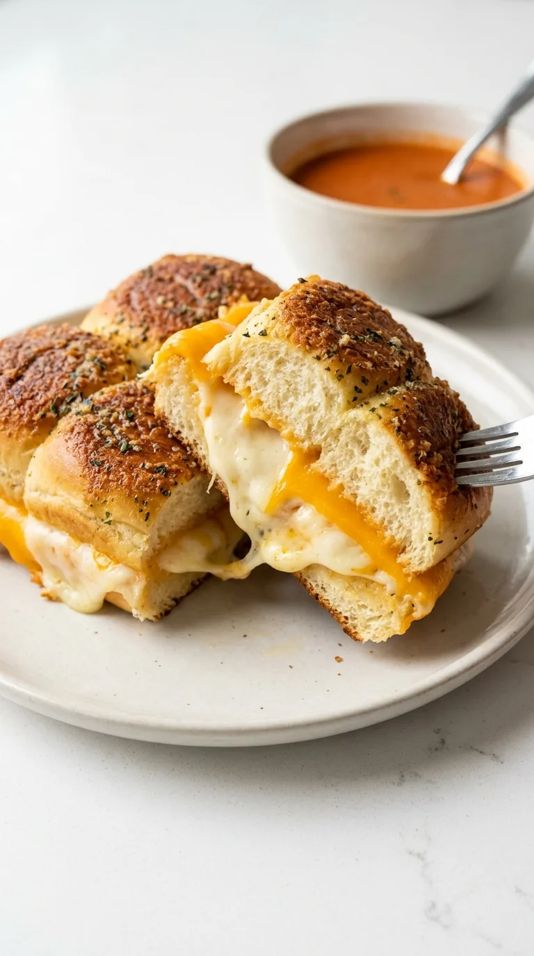 Hawaiian Roll Grilled Cheese with a Buttery Garlic Topping final dish