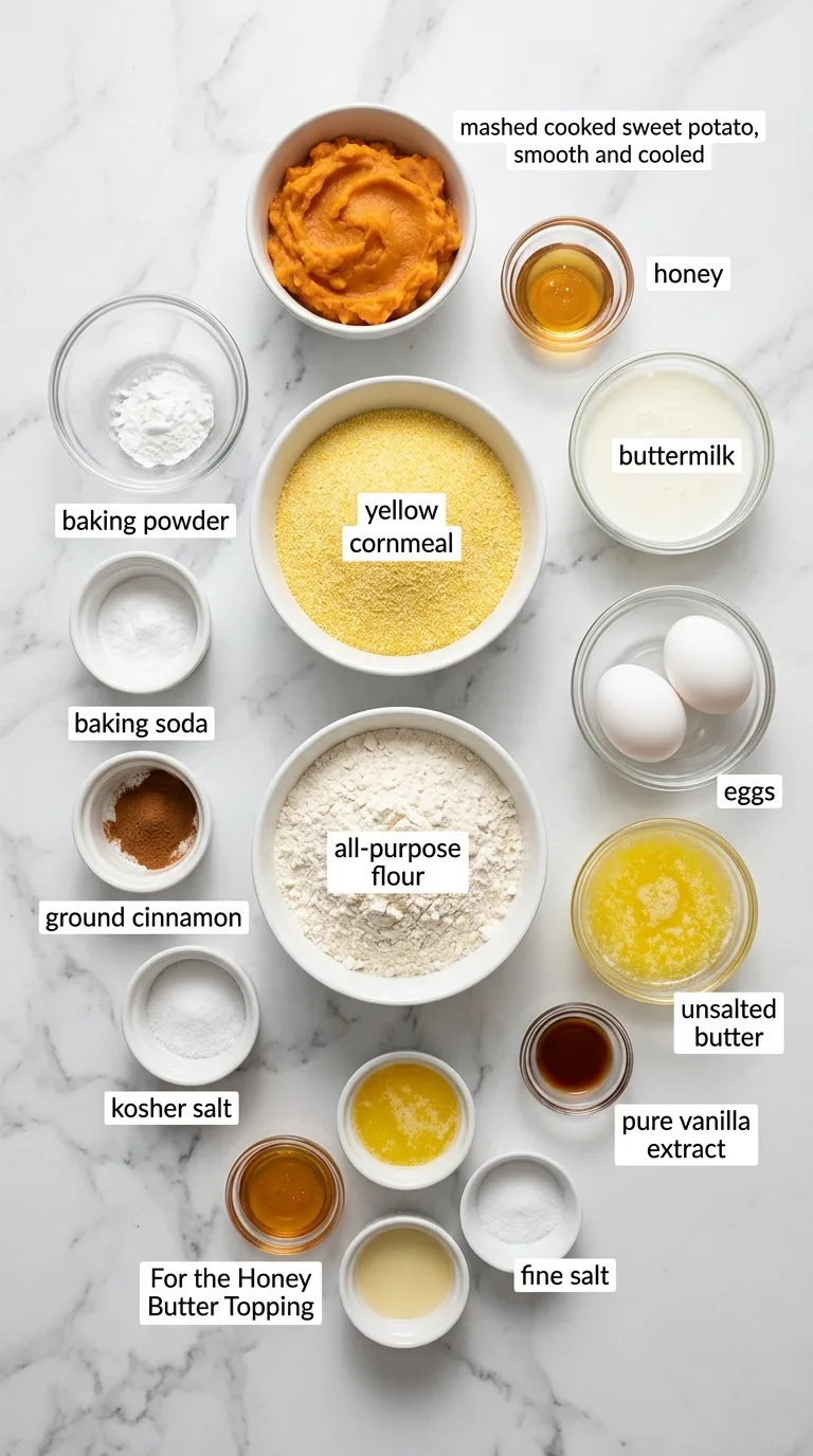 Honey Butter Sweet Potato Cornbread ingredients