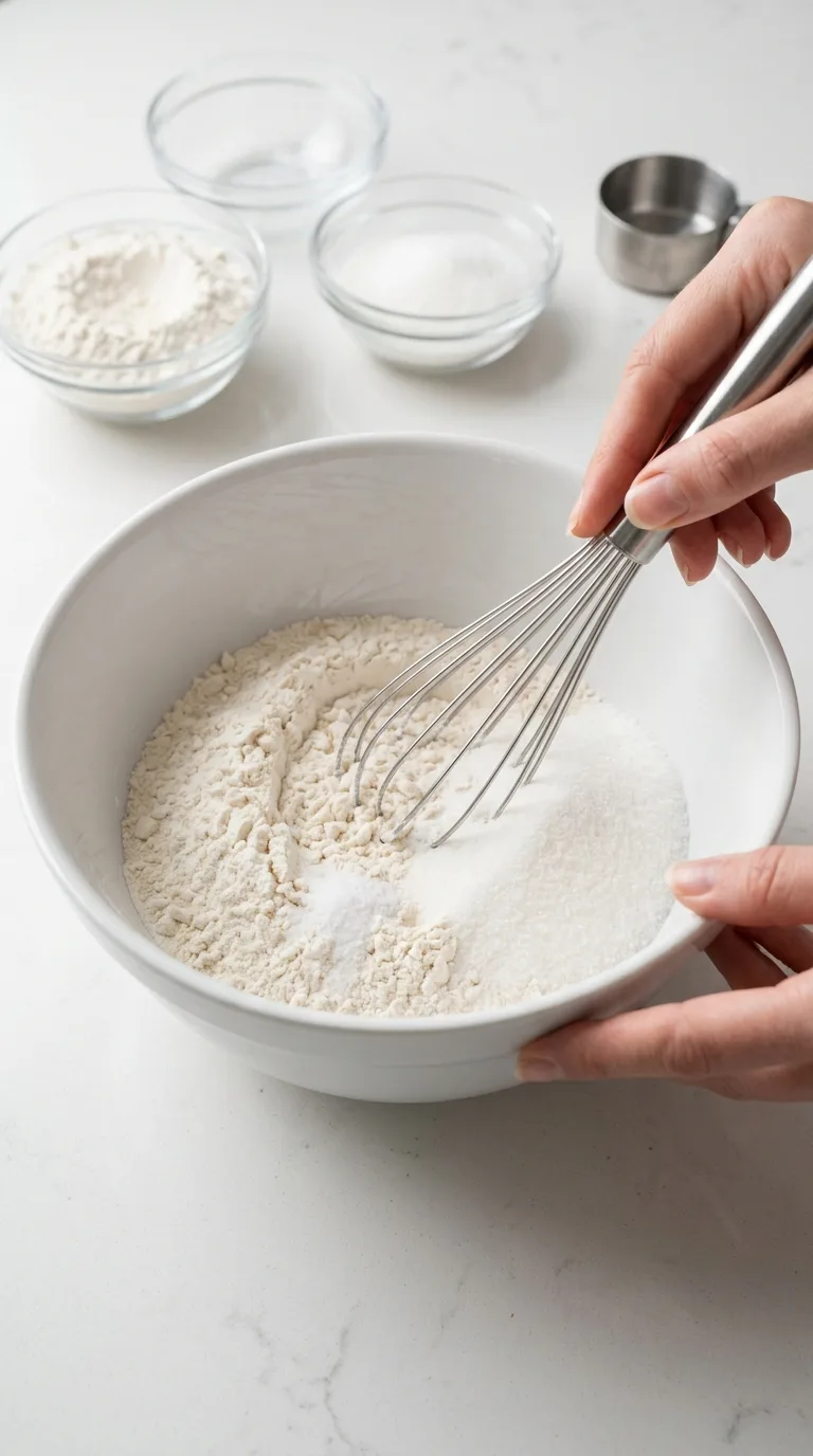 Lemon Glazed Loaf Cake step 2 whisking the dry ingredients
