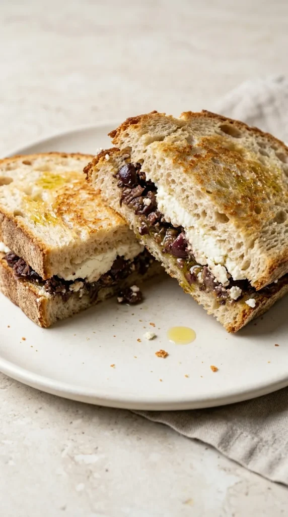 Olive Tapenade & Goat Cheese Sandwich full finished recipe