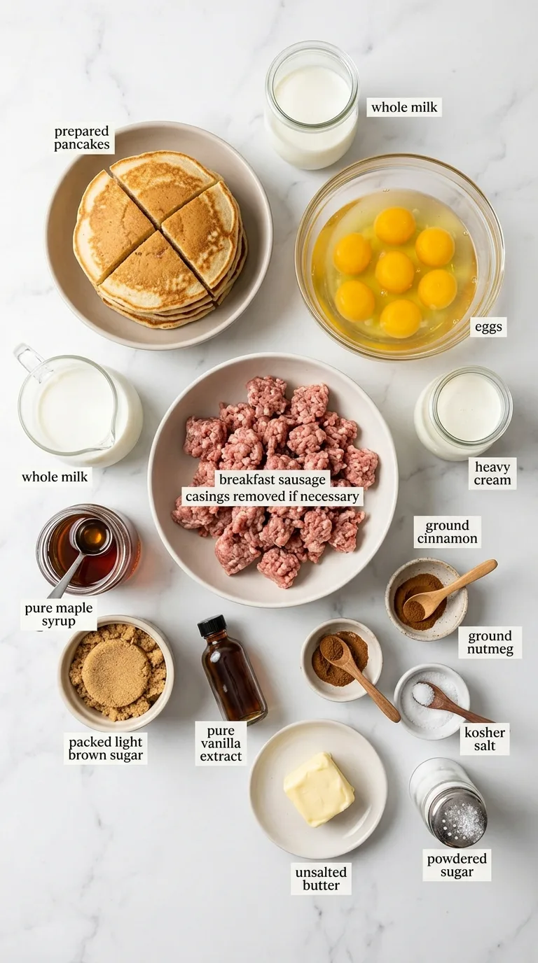 Overnight Sausage Pancake Breakfast Casserole ingredients