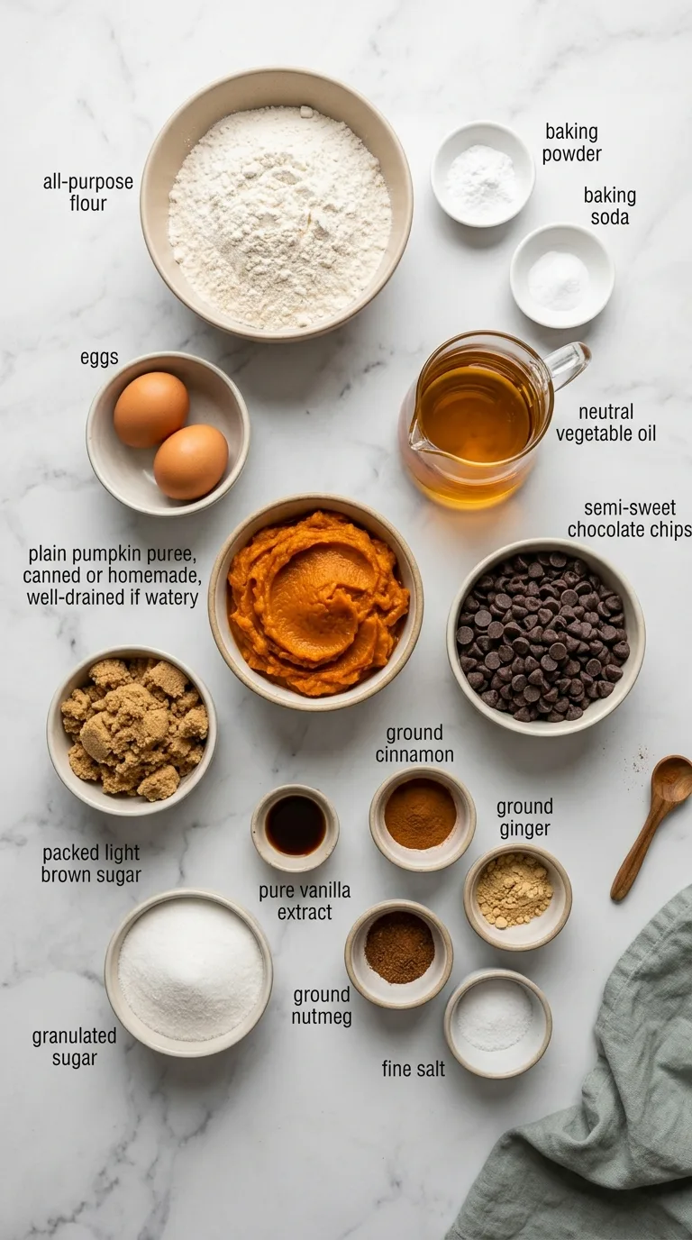 Pumpkin Chocolate Chip Muffins ingredients