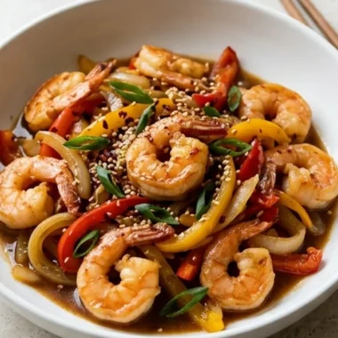 Quick and Easy Shrimp and Pepper Stir finished recipe