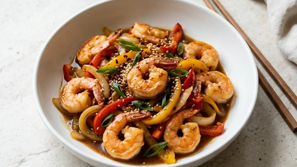 Quick and Easy Shrimp and Pepper Stir finished recipe