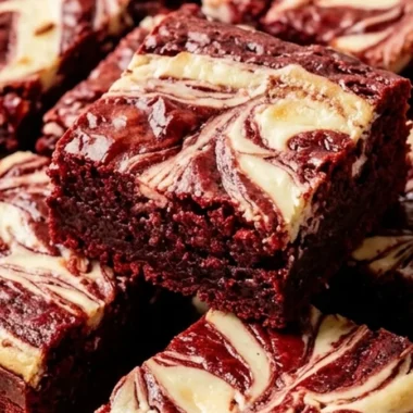 Red Velvet Brownies with Cream Cheese Swirl finished recipe