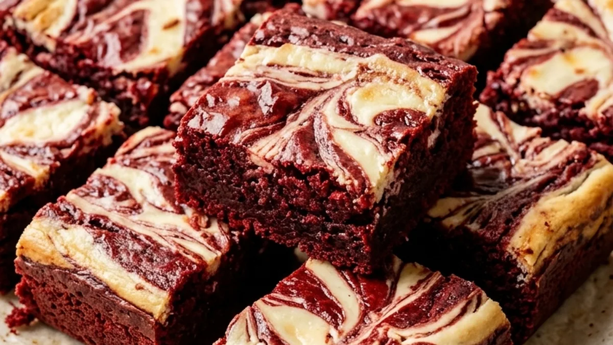 Red Velvet Brownies with Cream Cheese Swirl finished recipe