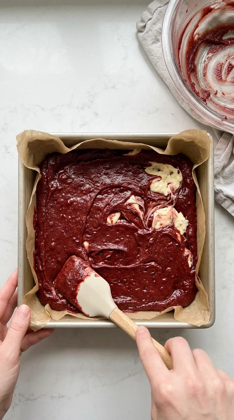 Red Velvet Brownies with Cream Cheese Swirl step 20