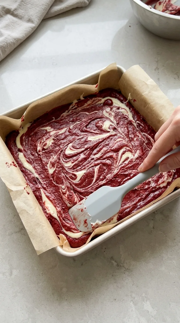 Red Velvet Brownies with Cream Cheese Swirl step 21