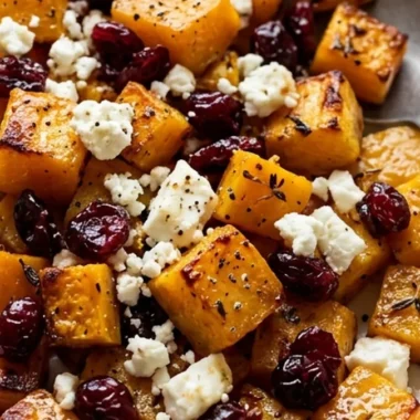 Roasted Butternut Squash with Cranberries & Feta finished recipe