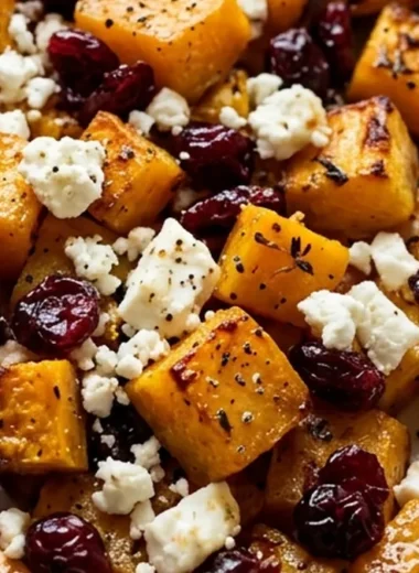Roasted Butternut Squash with Cranberries & Feta finished recipe