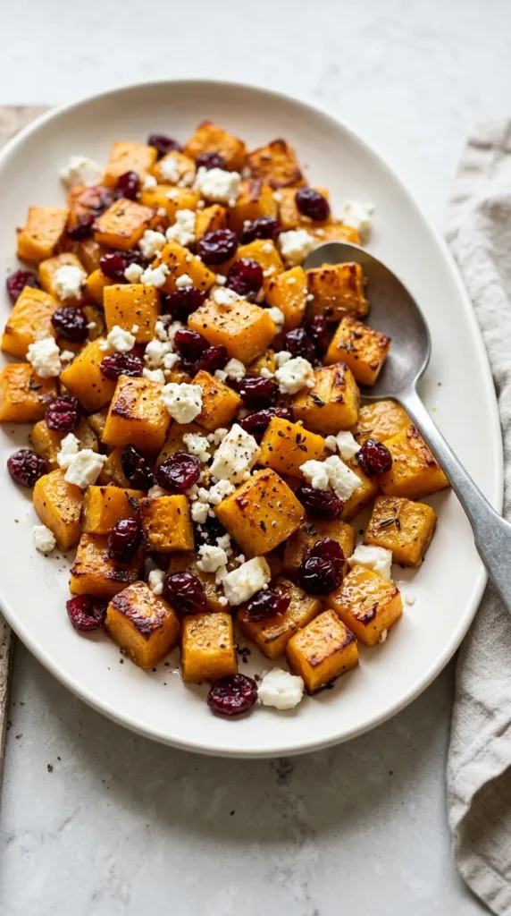 Roasted Butternut Squash with Cranberries & Feta full finished recipe