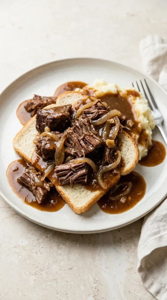 Slow Cooker Beef Manhattan full finished recipe