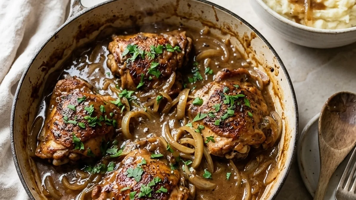 Smothered Chicken with Homemade Gravy finished recipe