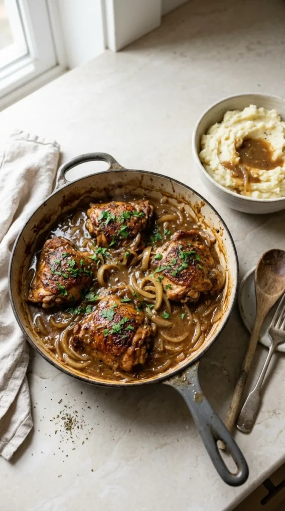 Smothered Chicken with Homemade Gravy full finished recipe