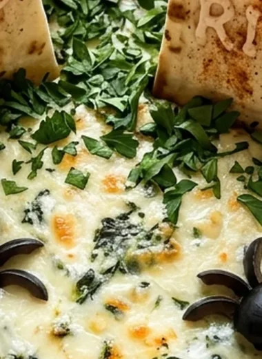 Spooky Halloween Graveyard Spinach Dip finished recipe