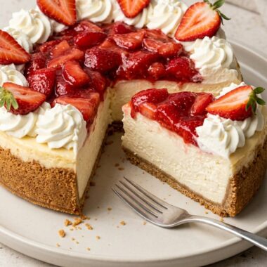Strawberries and Cream Cheesecake finished recipe
