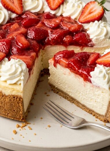 Strawberries and Cream Cheesecake finished recipe