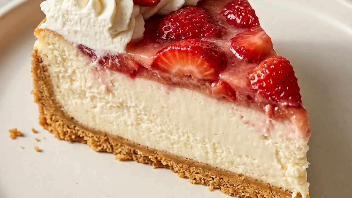 Strawberries and Cream Cheesecake finished recipe