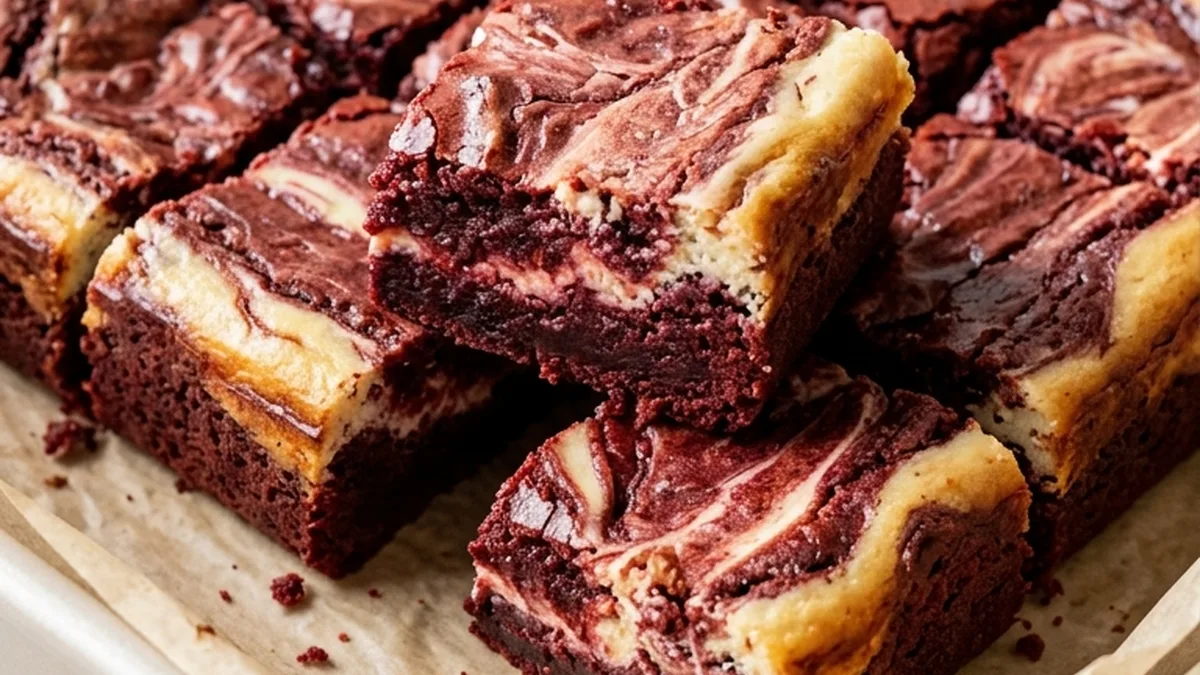 The Best and Authentic Red Velvet Cheesecake Brownies finished recipe