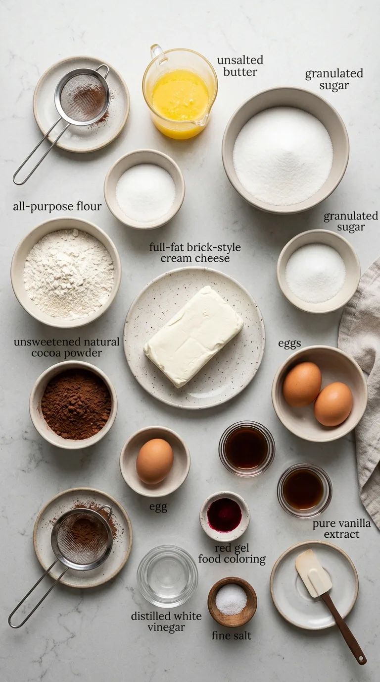 The Best and Authentic Red Velvet Cheesecake Brownies ingredients