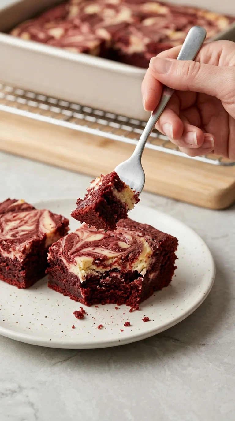 The Best and Authentic Red Velvet Cheesecake Brownies final dish