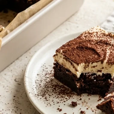 Tiramisu Brownies with Mascarpone Cream finished recipe