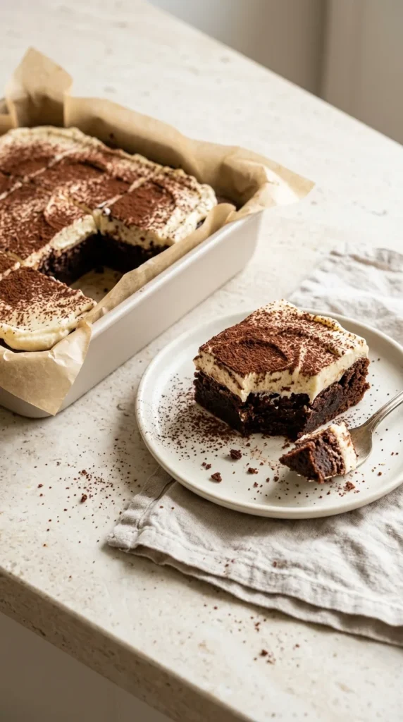 Tiramisu Brownies with Mascarpone Cream full finished recipe