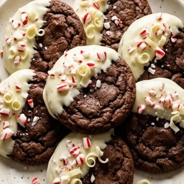 White Chocolate Dipped Peppermint Chocolate Cookies finished recipe