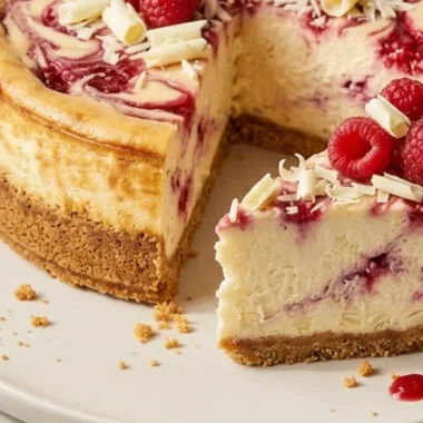 White Chocolate Raspberry Cheesecake finished recipe